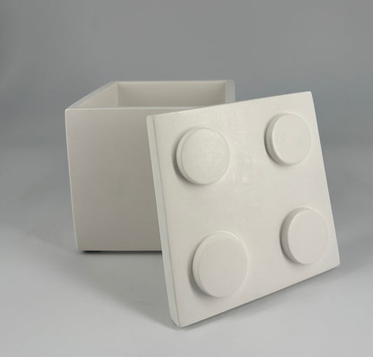 Contenitore Cubo in ceramica artigianale Popikò bianco opaco, design minimalista, Made in Italy fatto a mano.