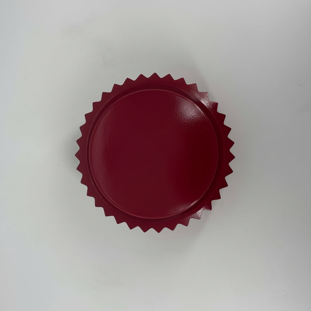 Scrigno Popikò in ceramica artigianale rossa con finitura lucida, design contemporaneo, Made in Italy fatto a mano.