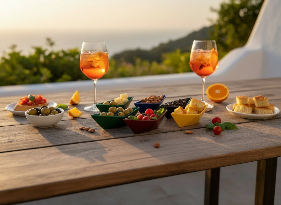 Barchetta in ceramica artigianale Popikò colorata, finitura lucida, stile nostalgico, Made in Italy fatto a mano.